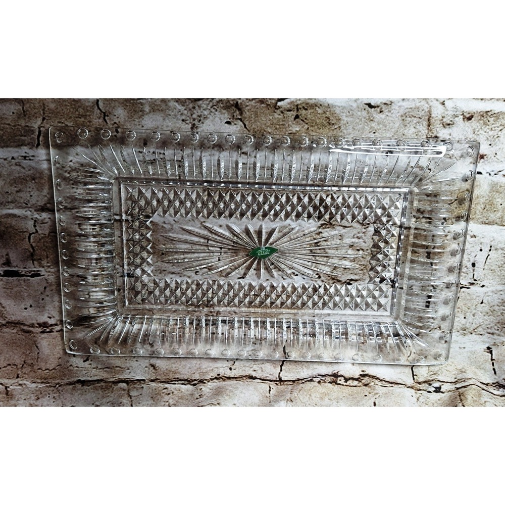 Shannon Designs of Ireland Crystal 17" x 9.5" rectangle Platter 24% Lead Crystal